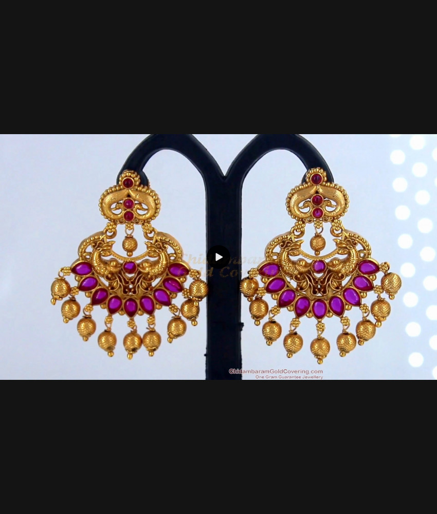 Premium Antique Chandbali Finish Matte Gold Lakshmi Temple Earrings ER2121