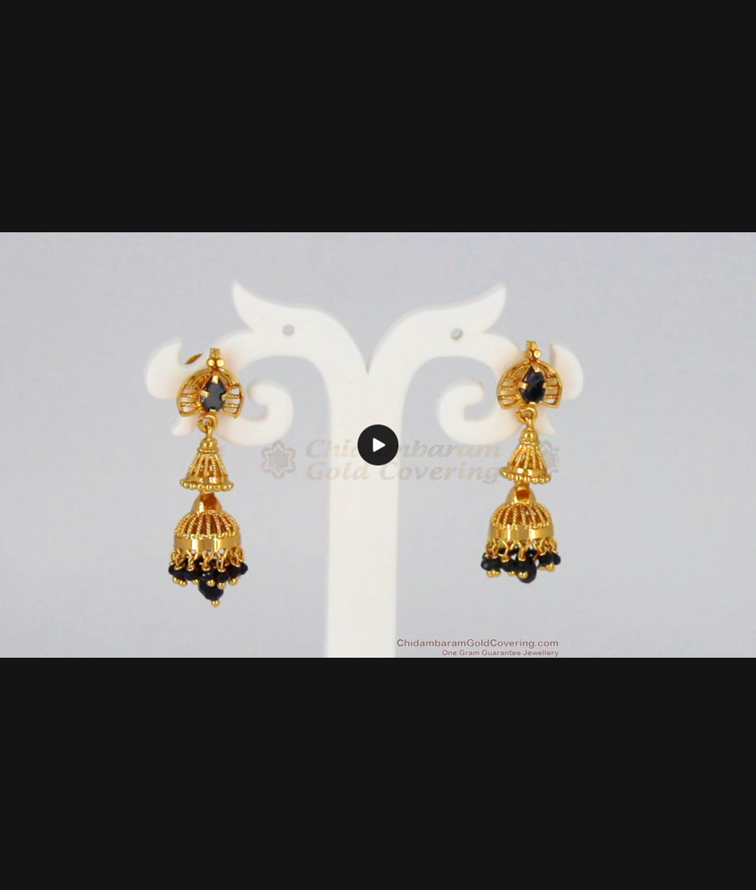 Double Layer Gold Jimmiki Earrings For Bridal Wear ER2196 Double Layer Gold Jimmiki Earrings For Bridal Wear ER2196