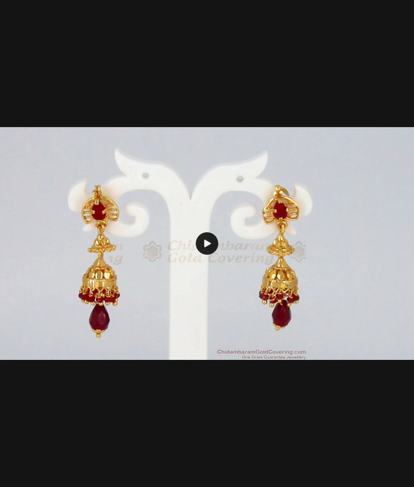 Ravishing AD Red Stone Double Layer Jimmiki Type Earrings ER2197