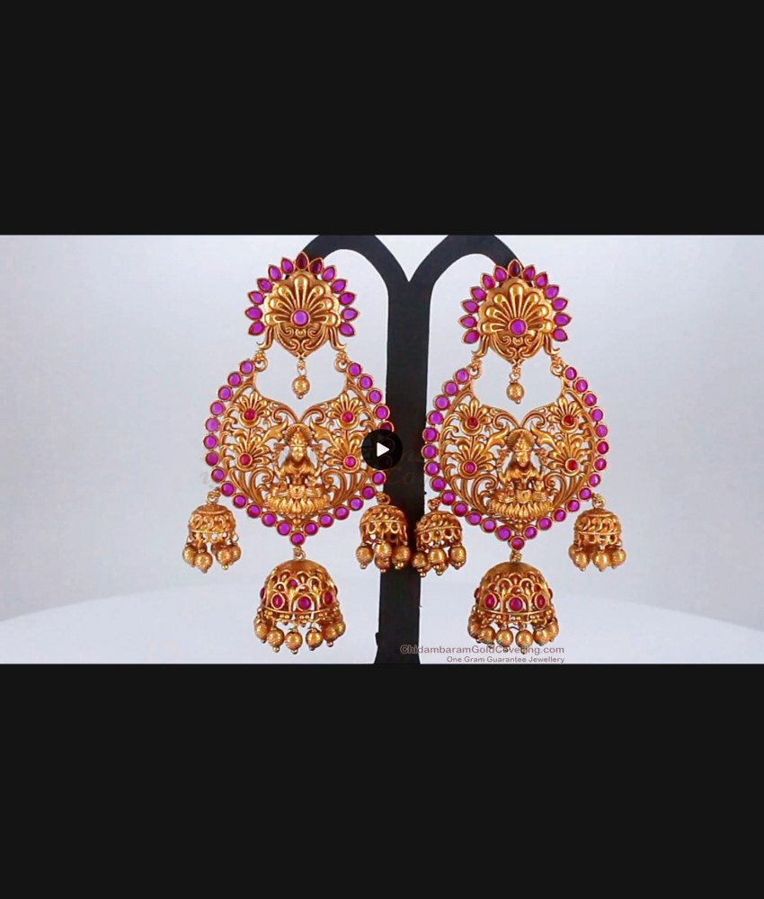 Very Big Beautiful Antique Nagas Lakshmi Chandbali Gold Earrings Collection ER2282
