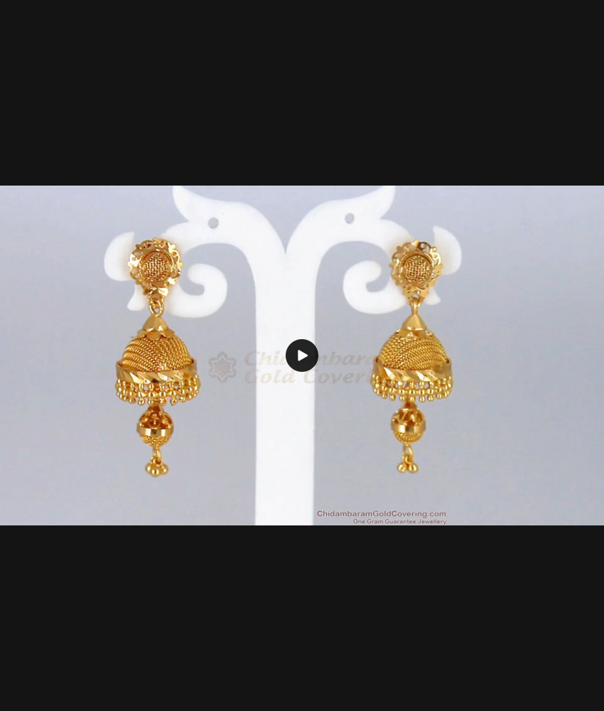 Double Layer Gold Jhumkas One Gram Gold Earrings For Party Wear ER2306