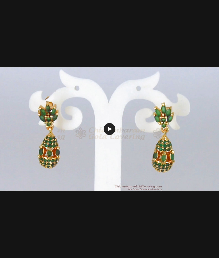 Pretty Emerald Stone Gold Earring Dangler ER2308