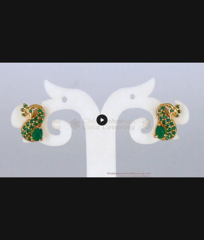 Cute Peacock Design Emerald Gold Stud Earrings For Teen Girls ER2310 Cute Peacock Design Emerald Gold Stud Earrings For Teen Girls ER2310