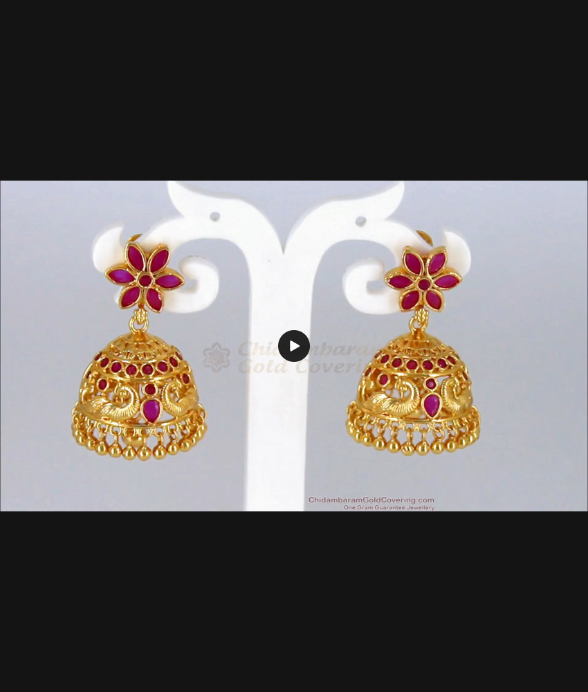 New Model Big Gold Jhumki Ruby Stone Earring ER2324