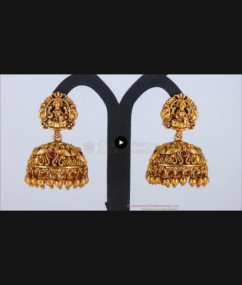 Divine Lakshmi Model Ruby Stone Big Jimiki Antique Earrings ER2719