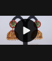 Elegant Emerald Ruby Stone Lakshmi Antique Jimiki Earrings ER2720 Elegant Emerald Ruby Stone Lakshmi Antique Jimiki Earrings ER2720