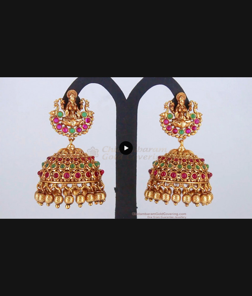 Multi Color Stone Lakshmi Model Antique Jimiki Earrings ER2731