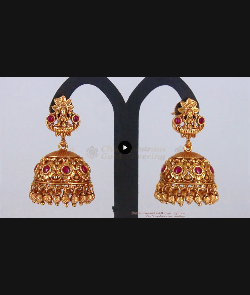 Attractive Lakshmi Model Ruby Stone Antique Jimiki Earrings ER2736