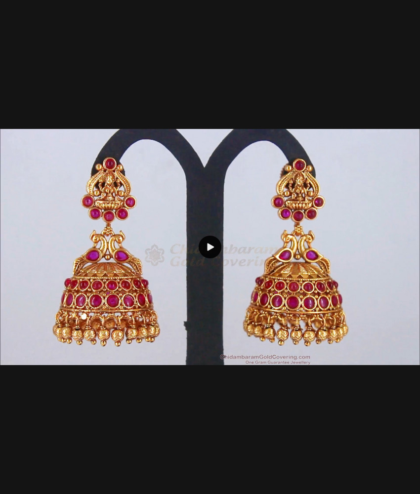 Premium Antique Big Jimiki Earrings With Ruby Stone ER2737