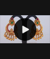 Antique Lakshmi Ruby Emerald Dangler Chandbali Earrings ER2738