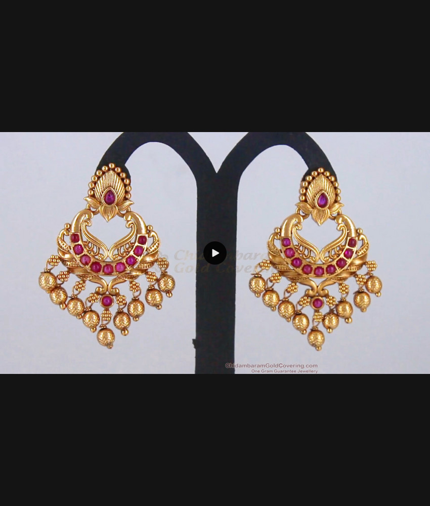 Latest Dangler Ruby Stone Antique Chandbali Earrings Party Wear ER2740