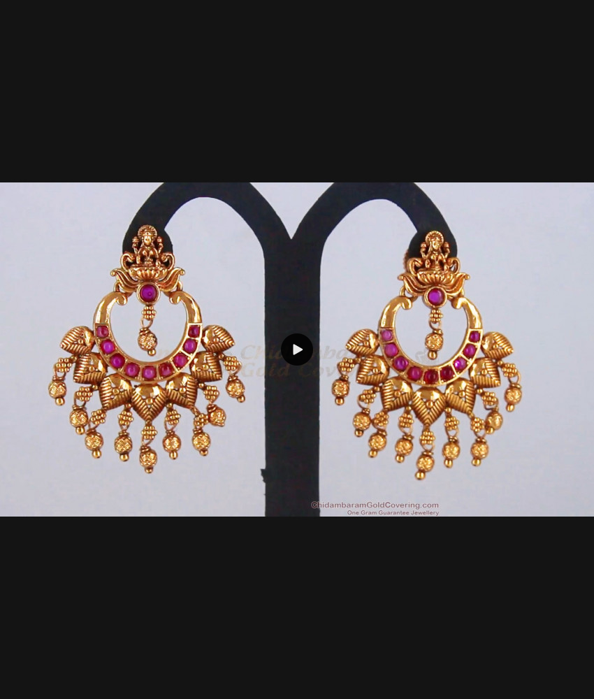 Latest Lakshmi Design Ruby Stone Antique Chandbali Earrings ER2744