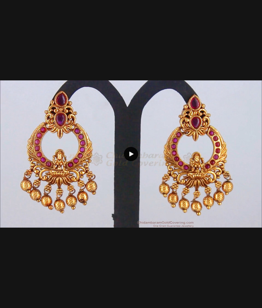 Lakshmi Model Dangler Antique Chandbali Earrings With Ruby Stone ER2745