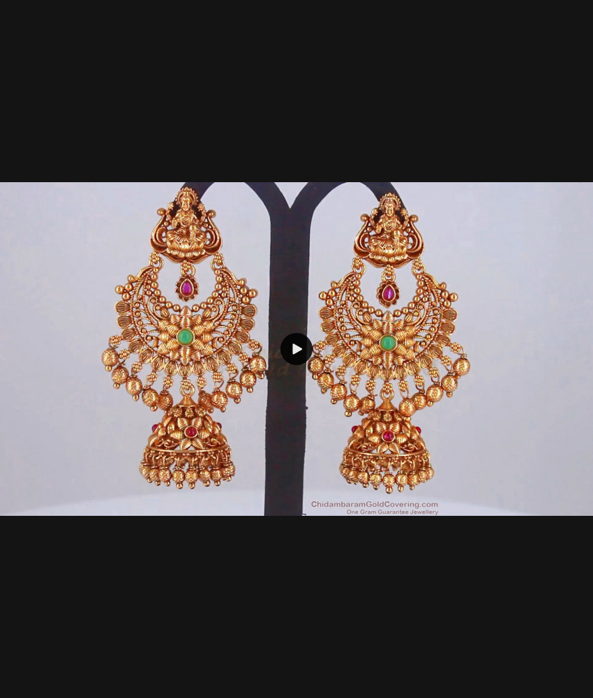 Big Antique Jewellery Gold Chandbali Earrings Traditional Wear Nagas Collections ER2835