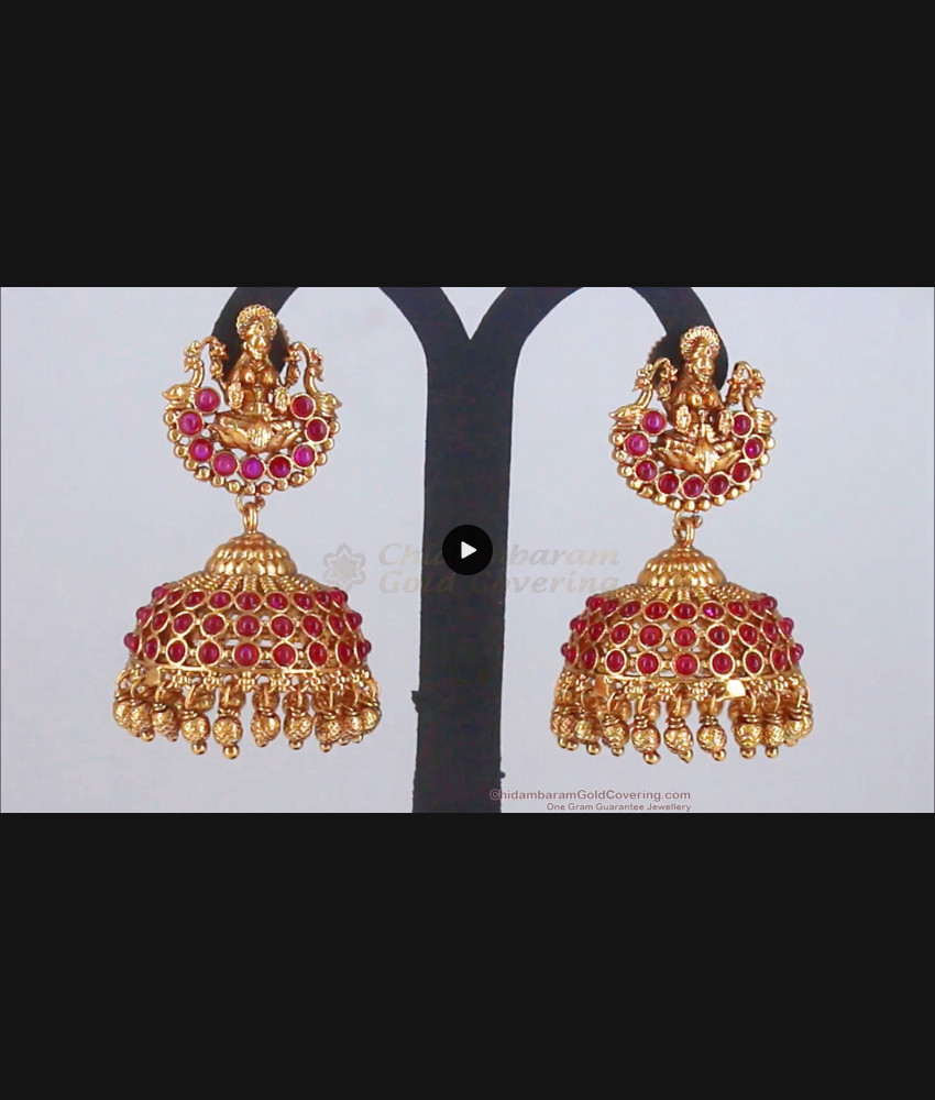 Traditional Lakshmi Ruby Kemp Stone Antique Earring ER2837