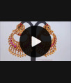 Latest Ruby Kemp Stone Chandabali Peacock Design Gold Earring ER2846