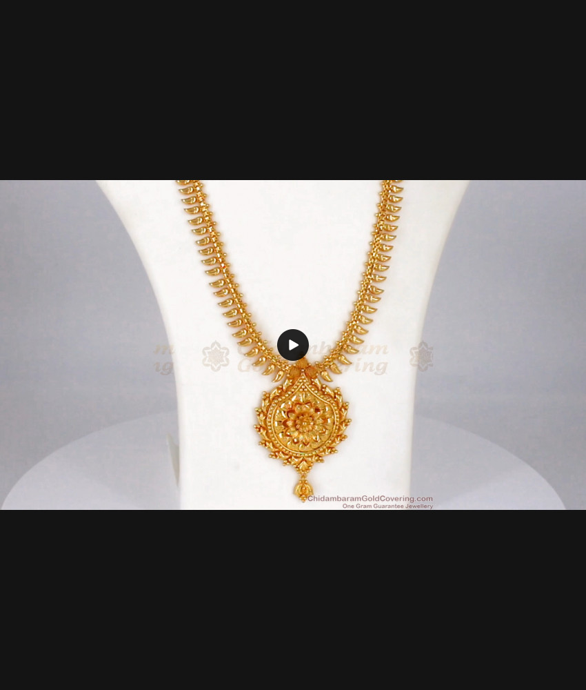 Fantastic Flower Design One Gram Gold Haram For Party Wear HR1810