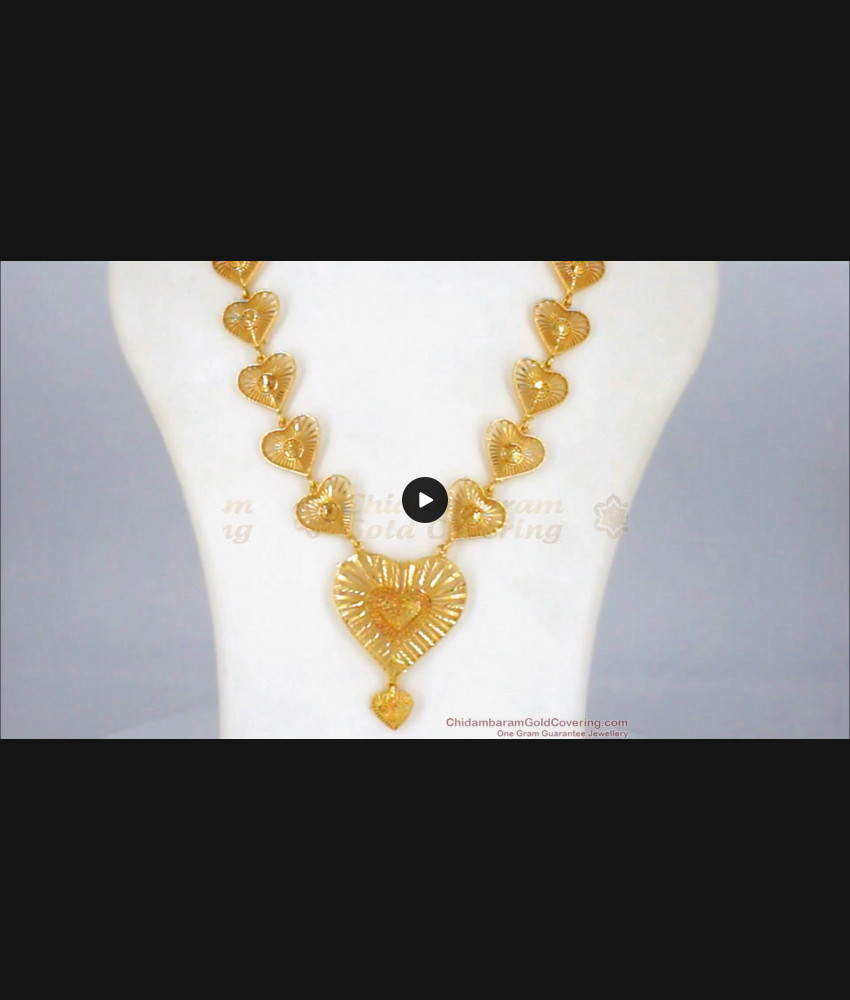 Valentine Heart Design Gold Dollar Long Chain Haram For Wedding HR1821