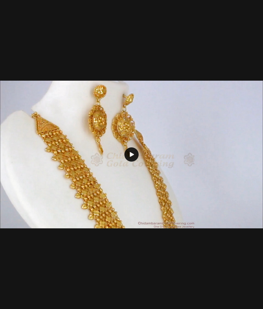 High on Fashion Big Gold Dollar Chain Haram Bridal Set with Earrings HR1826