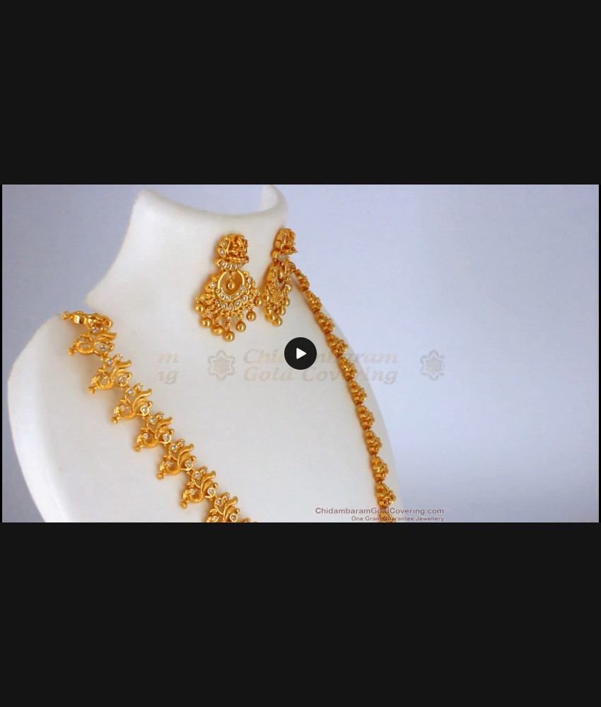 New Arrival Diamond Stone Gold Haaram With Earring Bridal Jewelry HR1898