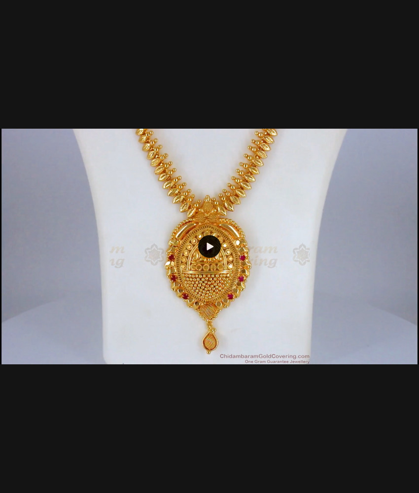 New Arrival One Gram Gold Haram With Ruby Stone HR1908