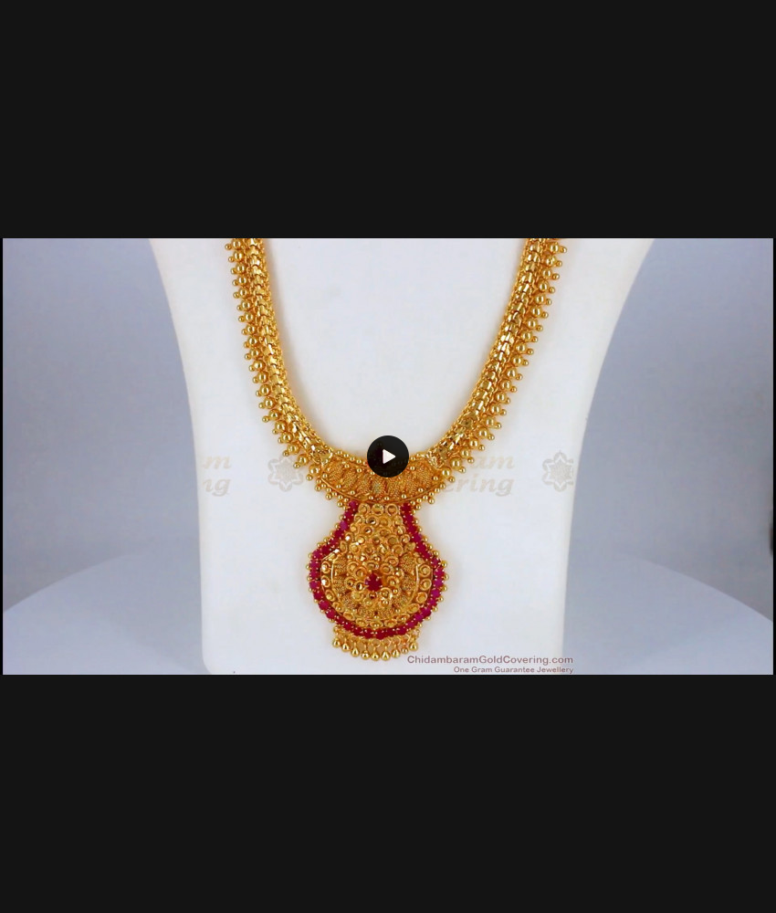 Unique Ruby Stone Gold Haram For Women Gold Plated Jewelry HR1926
