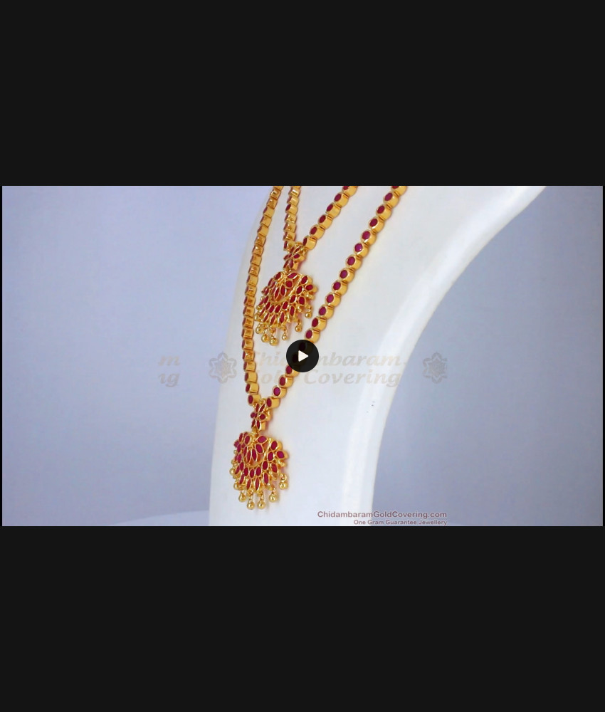 Original Impon Ruby Stone One Gram Gold Haram Necklace Combo HR2113