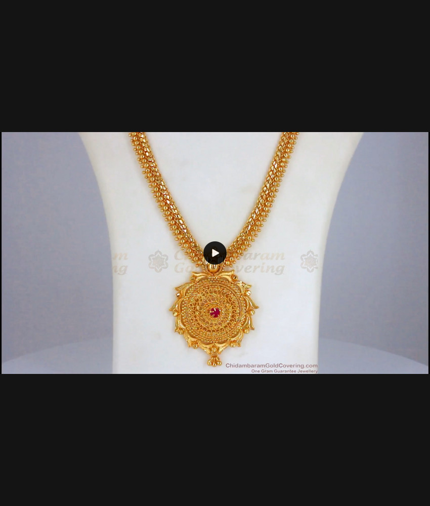 New One Gram Gold Haram Design With Single Ruby Stone Jewelry HR2130