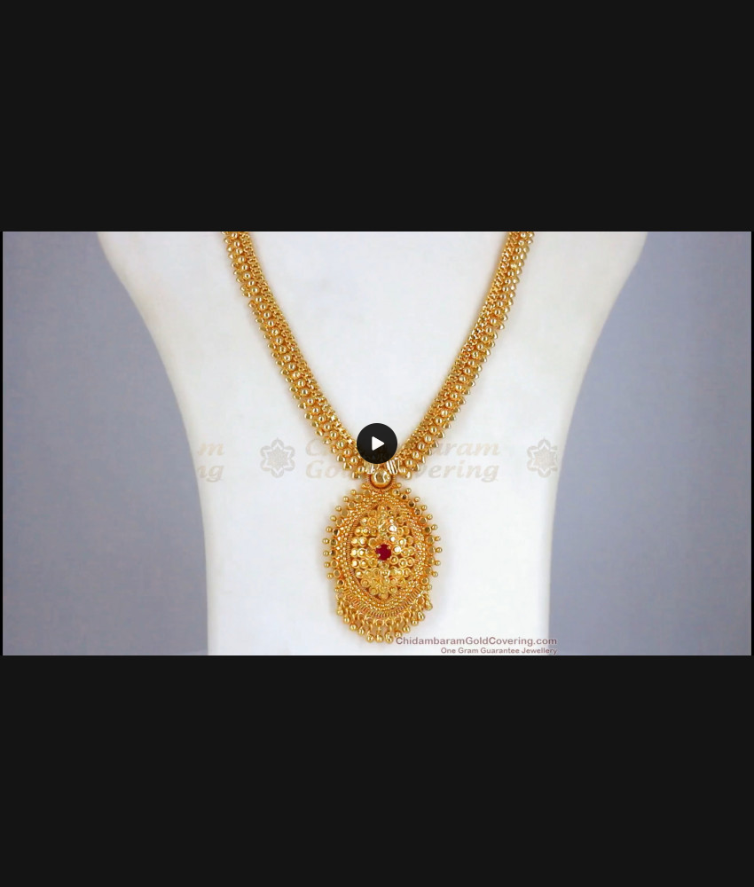 Ruby Red Stone Gold Haram Daily Wear Shop Online HR2142