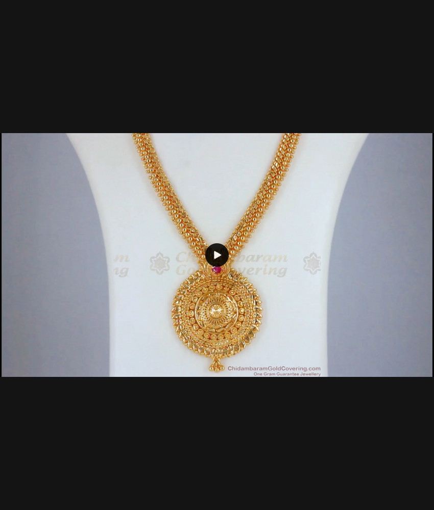 Simple Real Gold Pattern Haram Design Ruby Stone Shop Online HR2301