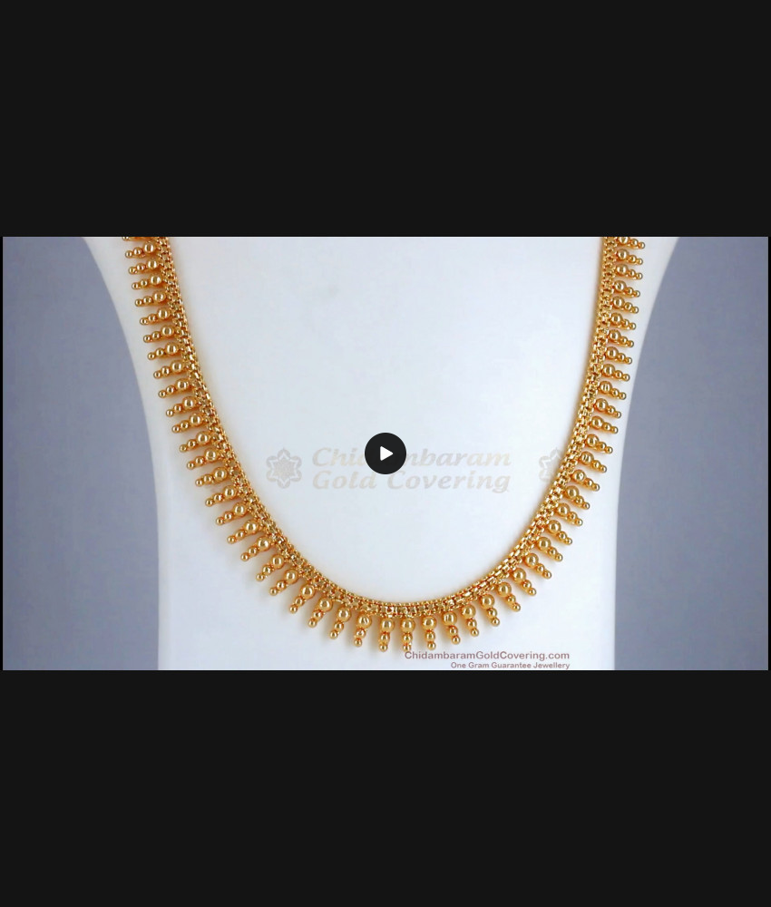 One Gram Gold Beaded Mullai Mottu Haram Design Shop Online HR2370