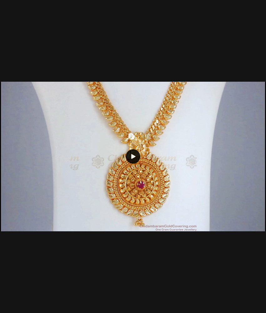 Buy Gold Plated Long Haram Bridal Collection Ruby Stone HR2372