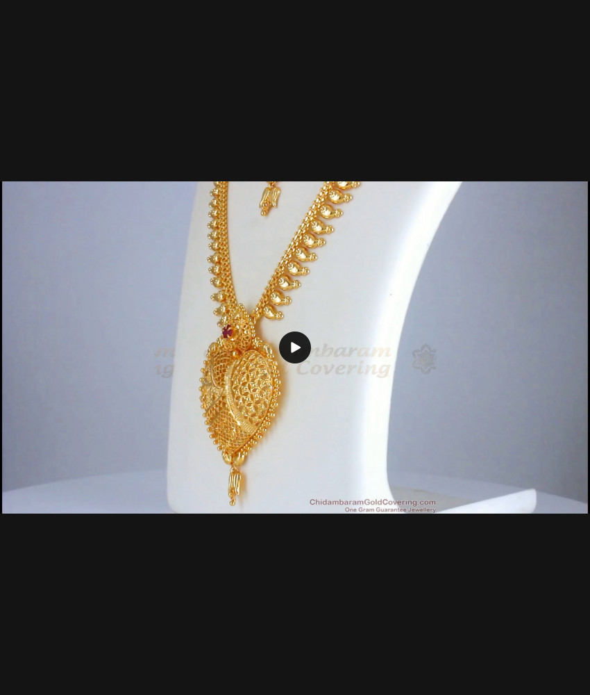 Gorgeous Handmade Gold Plated Haram Necklace Combo Heart Design Mullaipoo Pattern HR2386