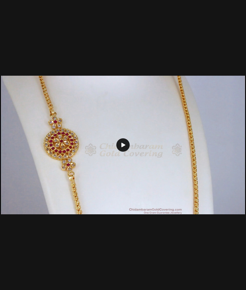 Stunning White Ruby Stone Flower Side Pendant Chain Mopu MCH1004