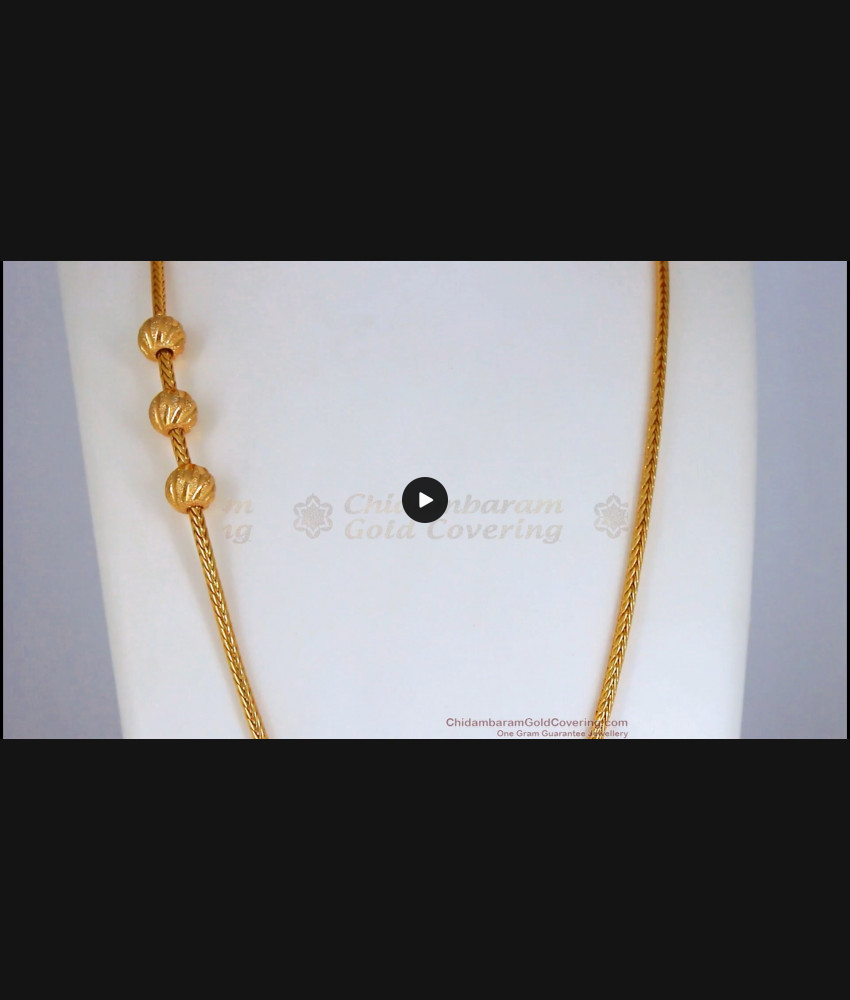 Triple Ball Plain Gold Mugappu Thali Chain Shop Online MCH1021-LG