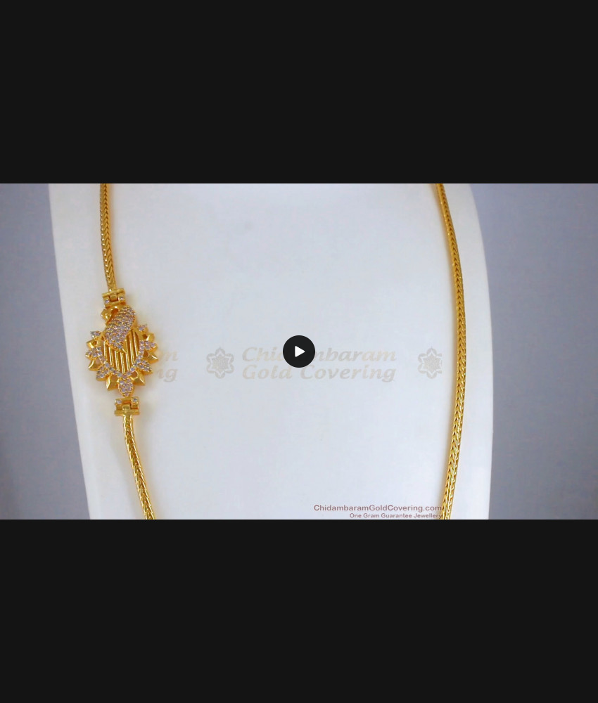 Stunning Full White Stone Gold Mugappu Chain MCH1060