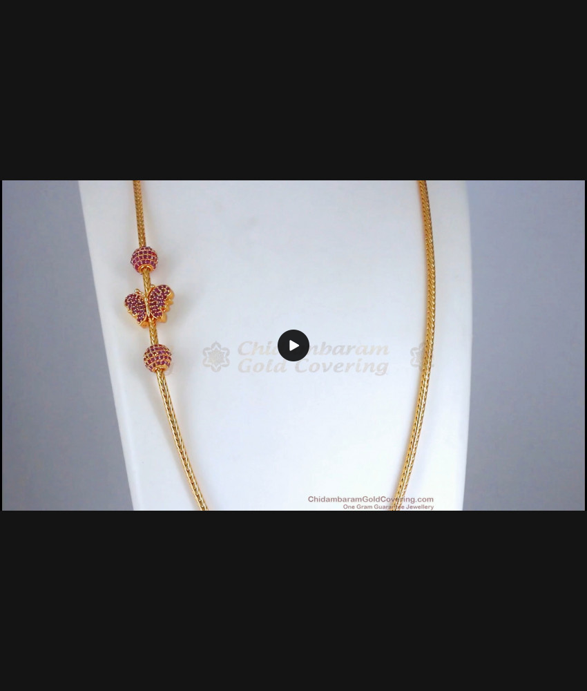 Full Ruby Stone Gold Imitation Mugappu Chain Online Collection MCH1106