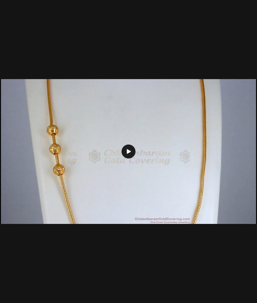 Latest Thin Gold Plated Mugappu Chain 3 Ball Design MCH1125