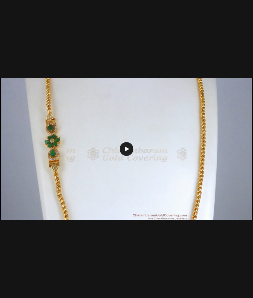 New Fashion Gold Plated Mugappu Chain Emerald Stone MCH1137