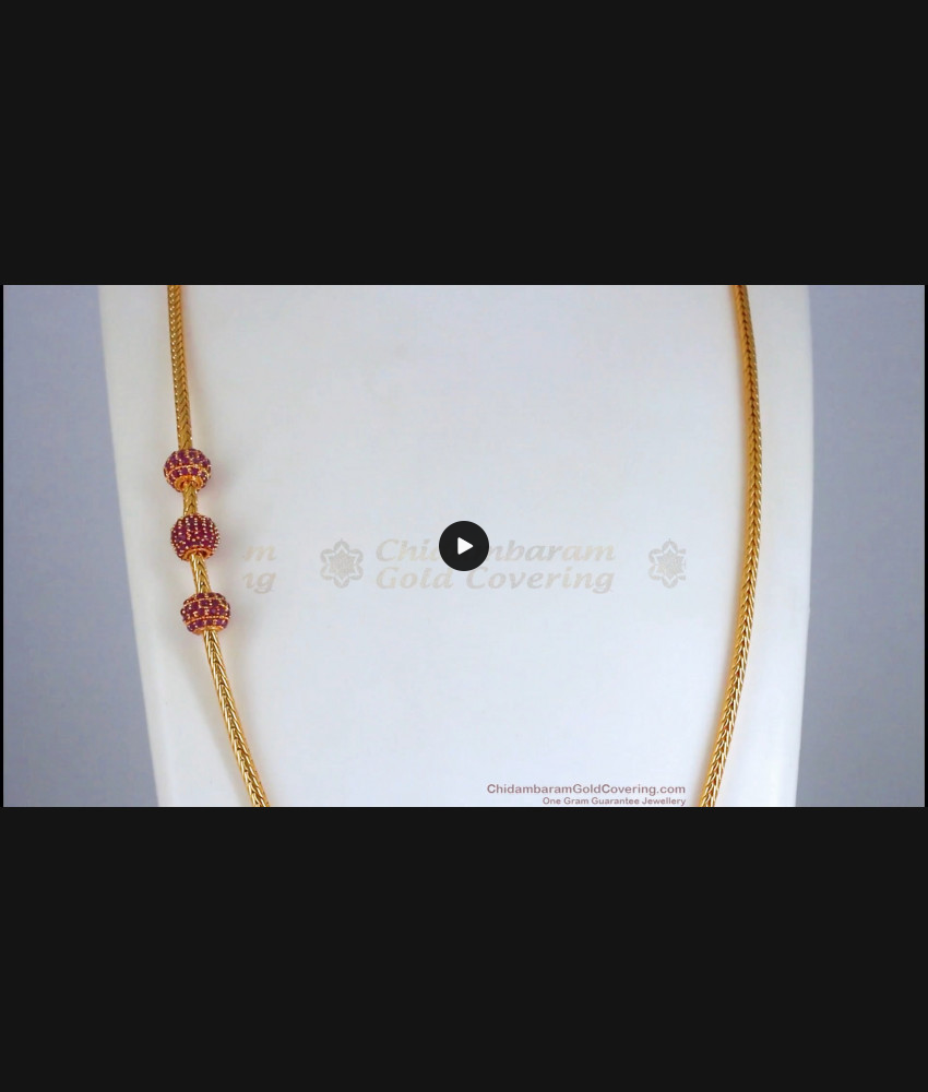 Traditional Three Balls Ruby Stone Mopu Thali Saradu Collections Online MCH318