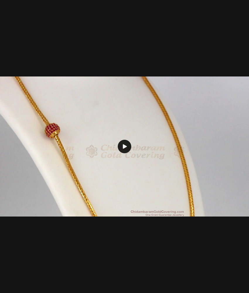 Fantastic Full Ruby Stone Single Ball Gold Side Pendant Chain MCH794