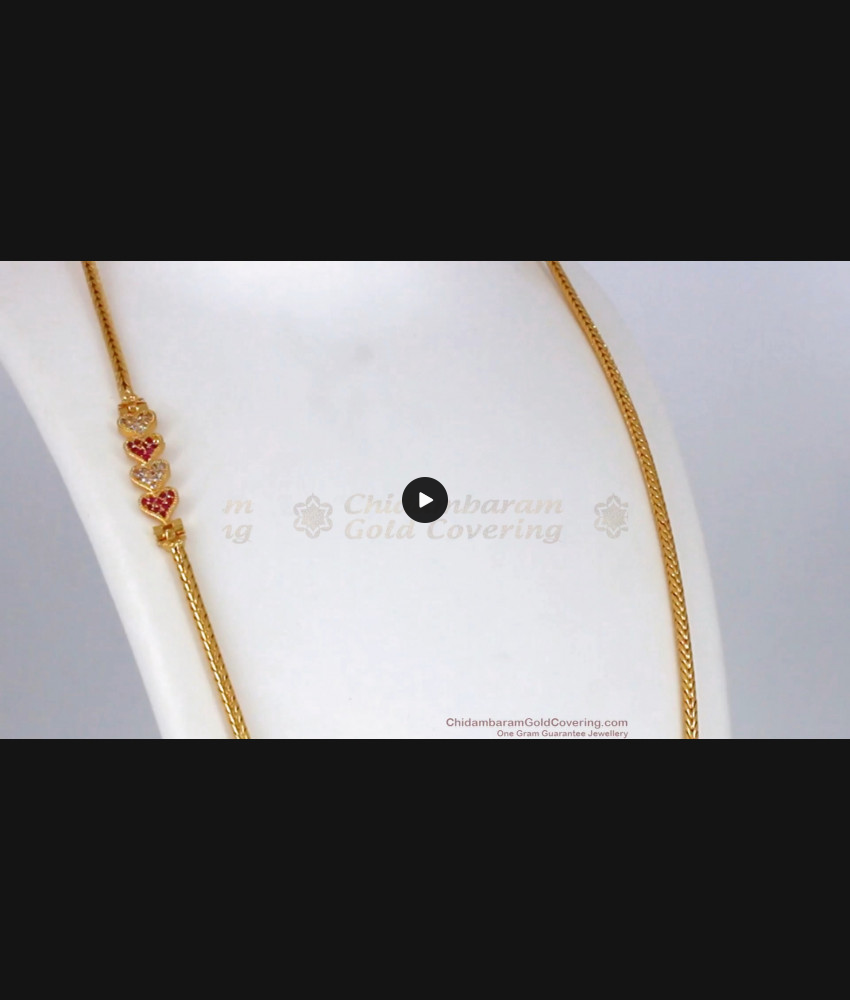 Fascinating Hearty Design Ruby White Gold Mugappu Chain MCH820