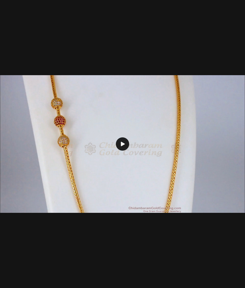 Traditional Three Ball Mugappu Gold Chain For Women Daily Use MCH837