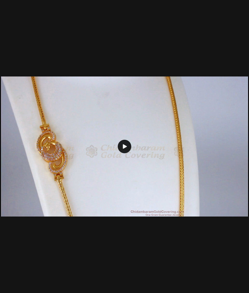 New Collection Peacock Gold Mugappu Chain With White Stone MCH863