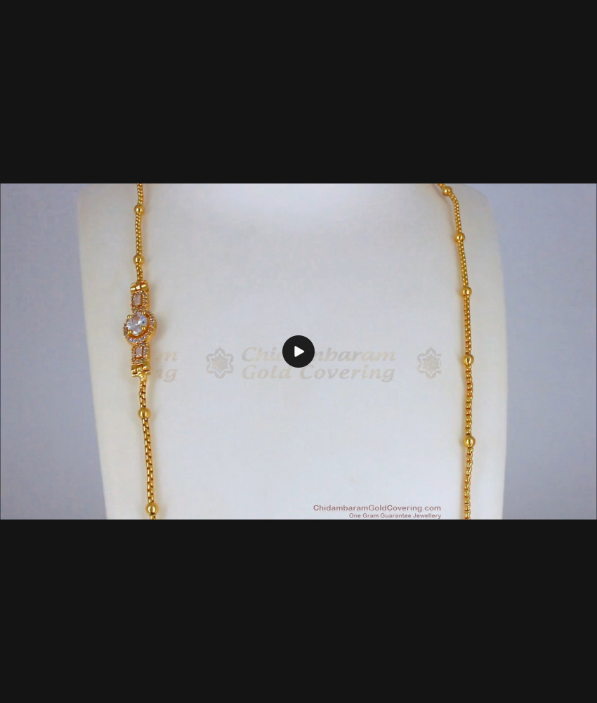 30 Inches Long White Stone Gold Mugappu Thali Chains Designs MCH942-LG