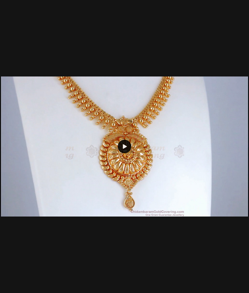 Big Dollar Gold Aspiring Kerala Design Mullai Arumbu Short Necklace Chain NCKN1068