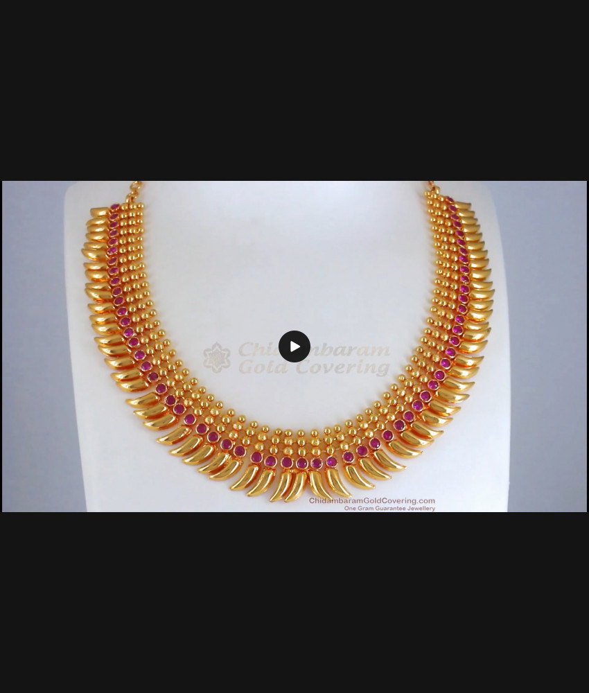 Beautiful Kemp Stone Mullaipoo Kerala Necklace Patterns for Marriage Functions NCKN1422