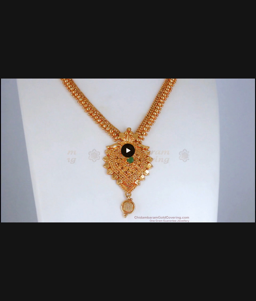 Party Wear Single AD Stone Gold Plated Bridal Necklace South Indian Design NCKN1688