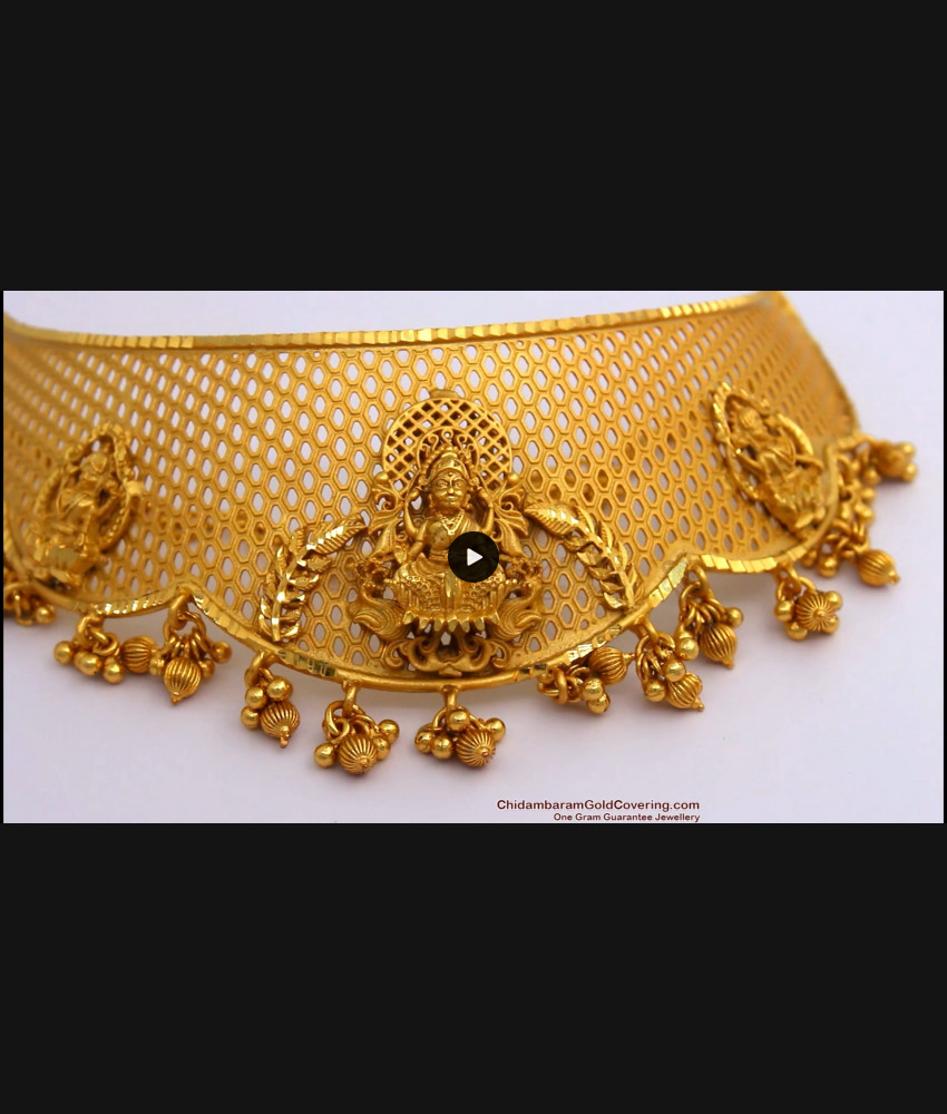 Matt Finish Grand Lakshmi Choker Temple Jewelry Forming Gold Necklace NCKN1859