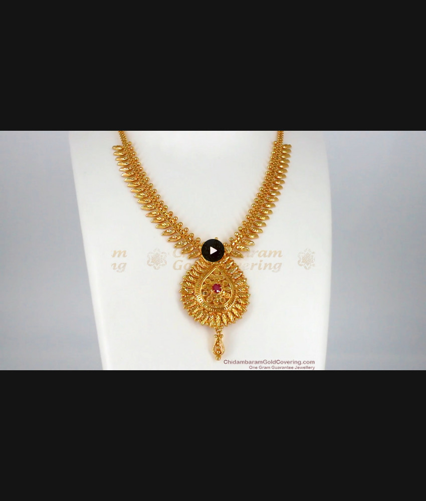 Shining Ruby Stone Gold Necklace For Party Wear Collections NCKN1989